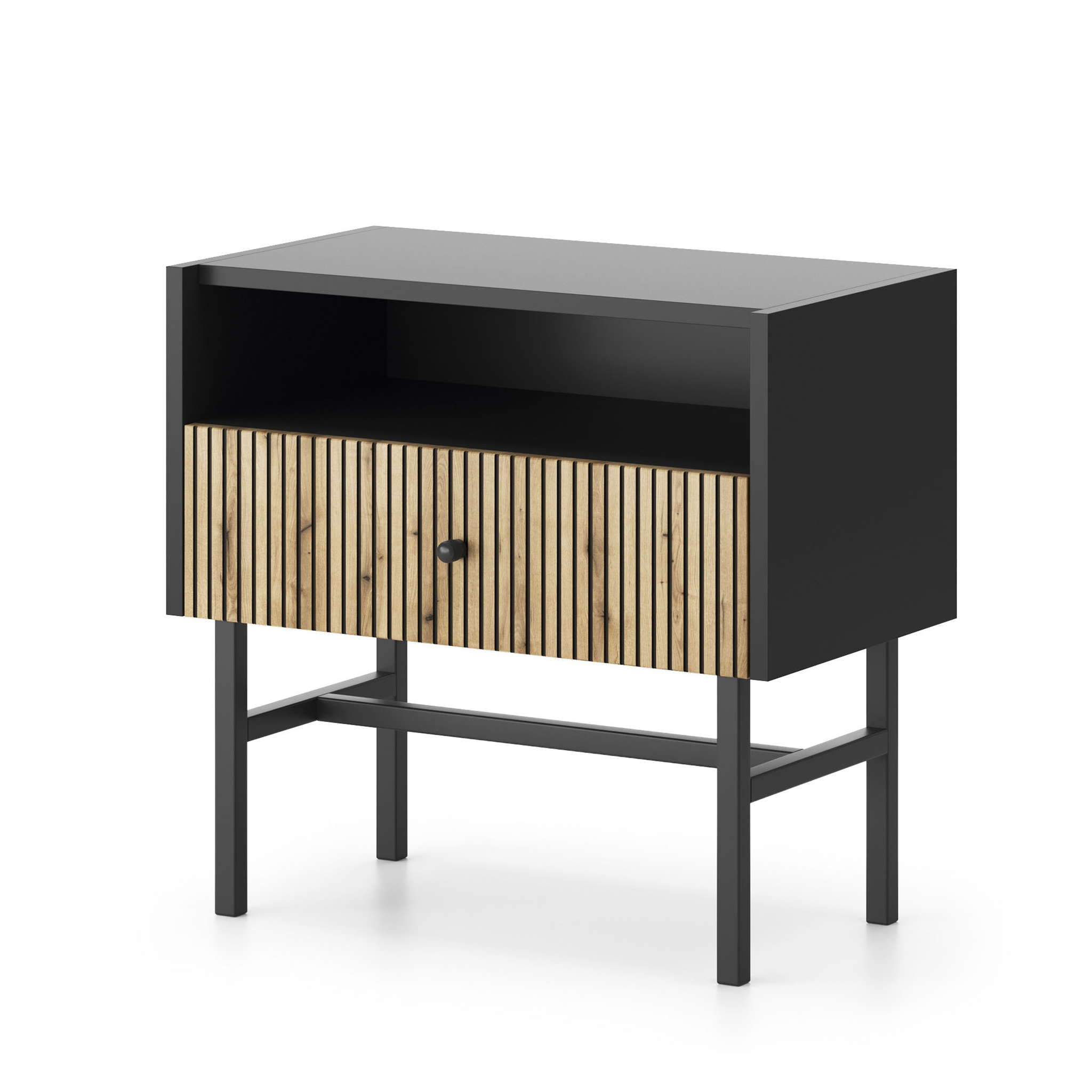 Diva Czarna + Dąb Evoke Szafka Nocna