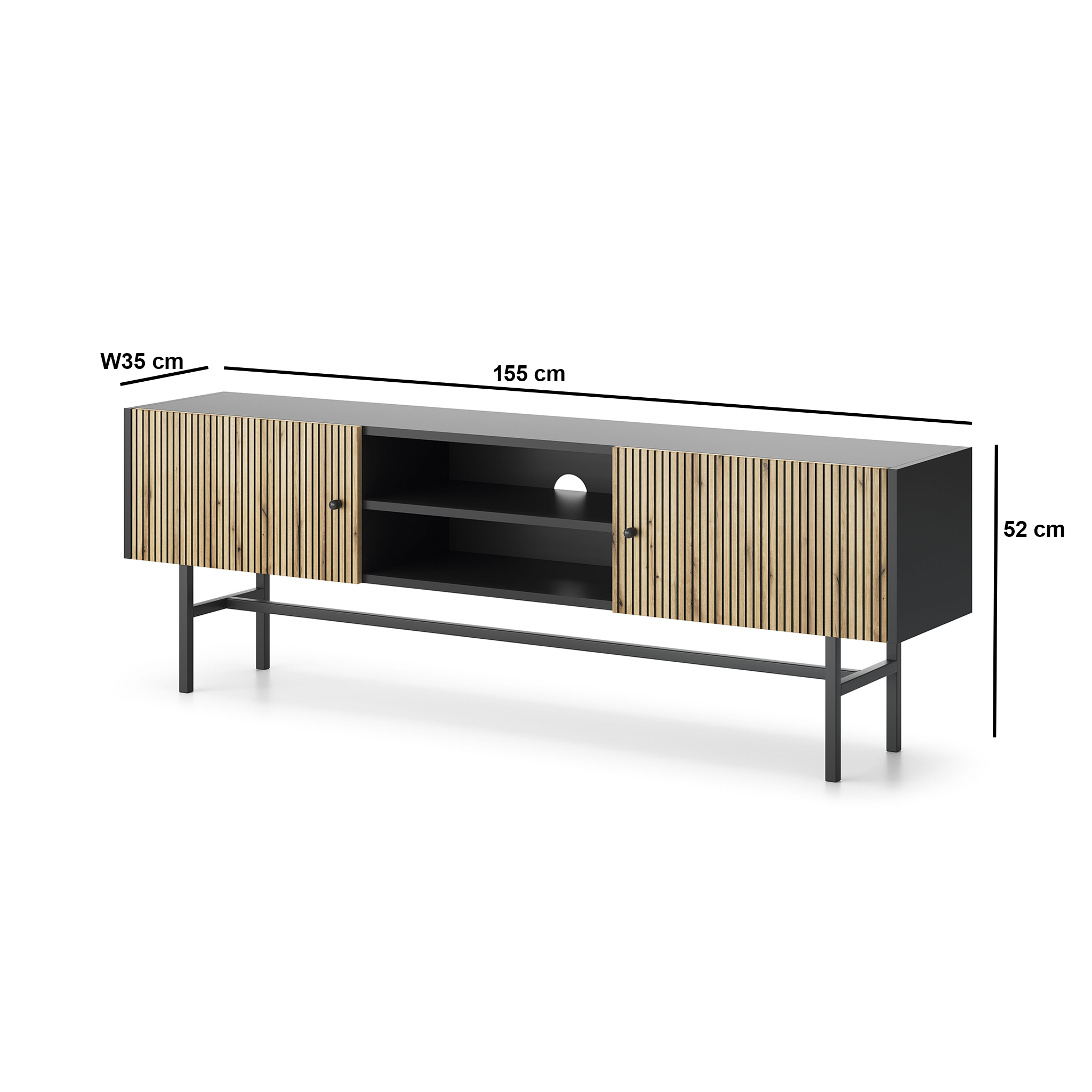 Diva Czarna + Dąb Evoke RTV