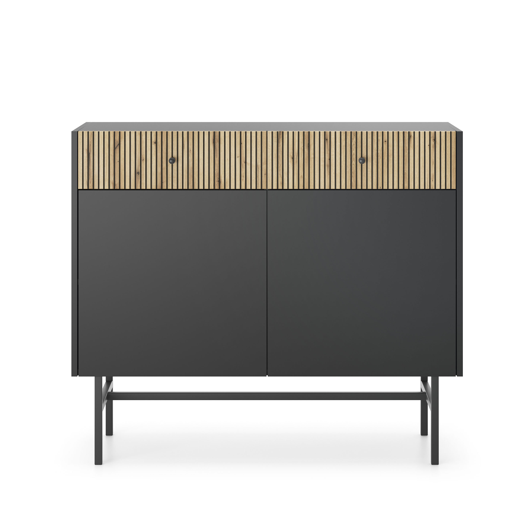 Diva Czarna + Dąb Evoke Komoda 2d2s