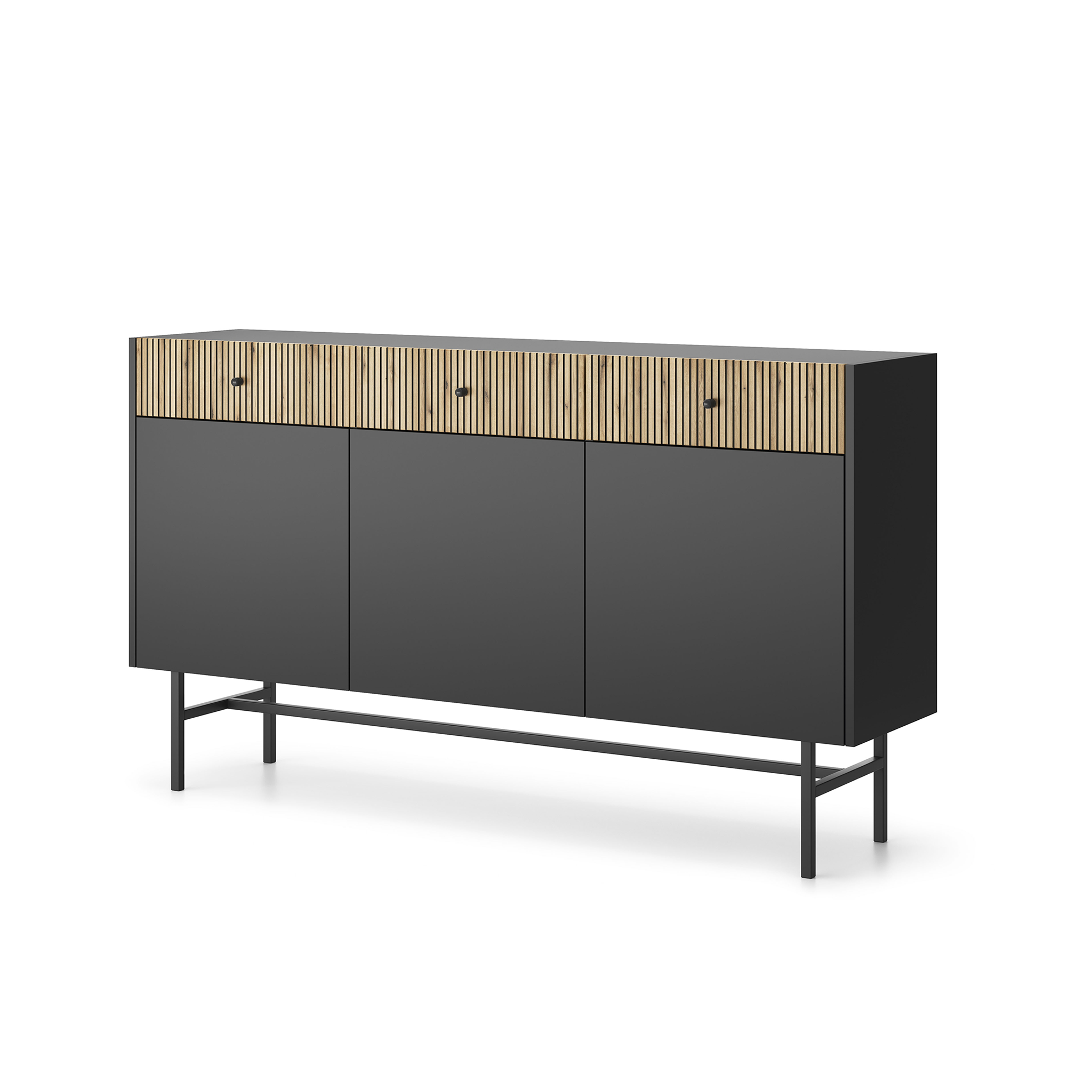 Diva Czarna + Dąb Evoke Komoda 3d3s