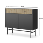 Diva Czarna + Dąb Evoke Komoda 2d2s