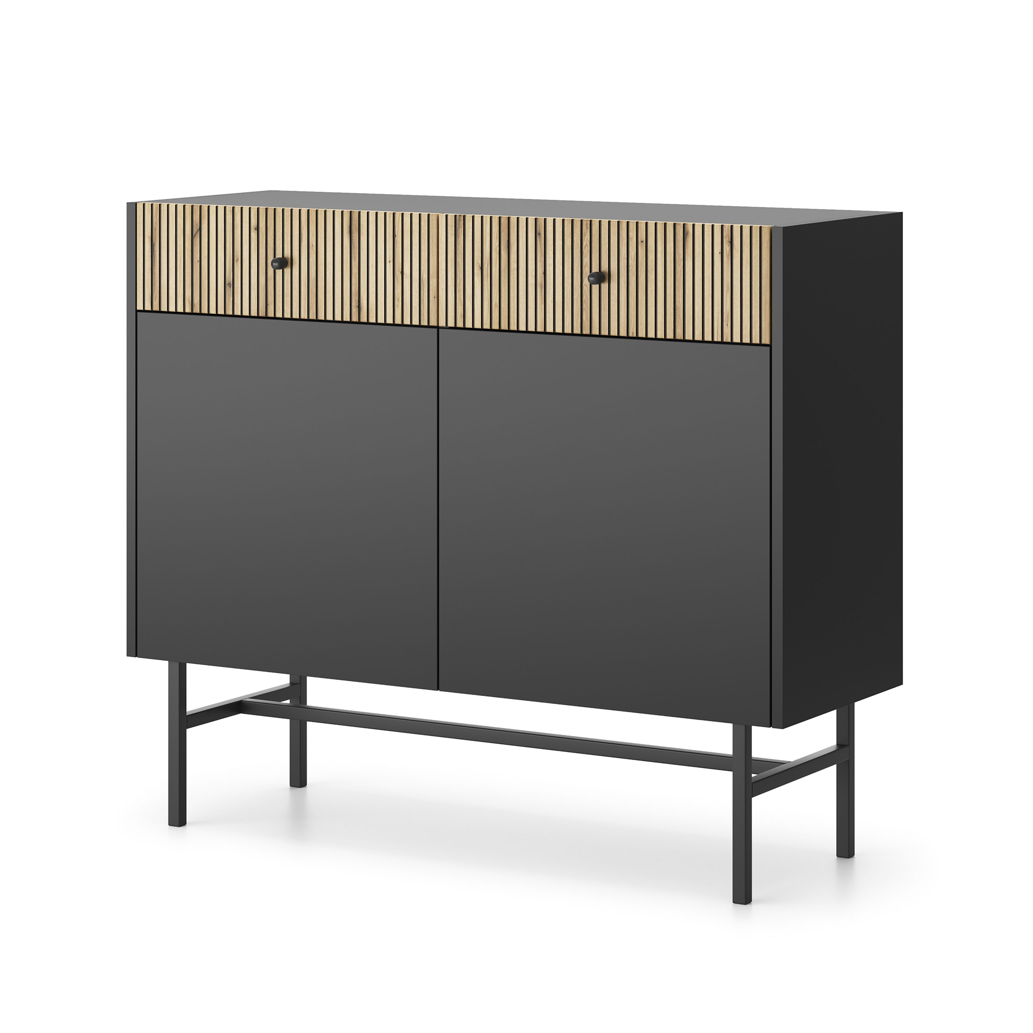 Diva Czarna + Dąb Evoke Komoda 2d2s