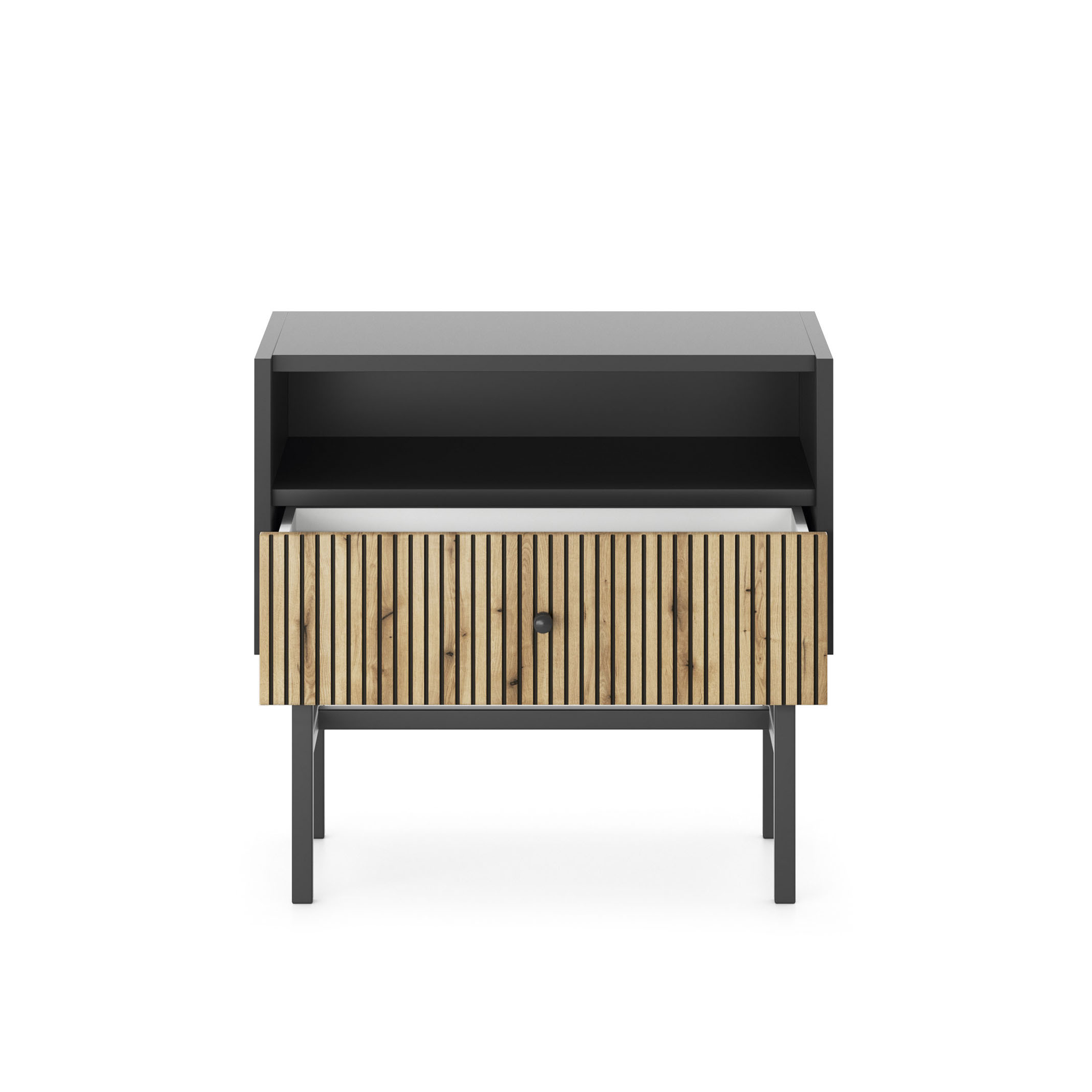 Diva Czarna + Dąb Evoke Szafka Nocna