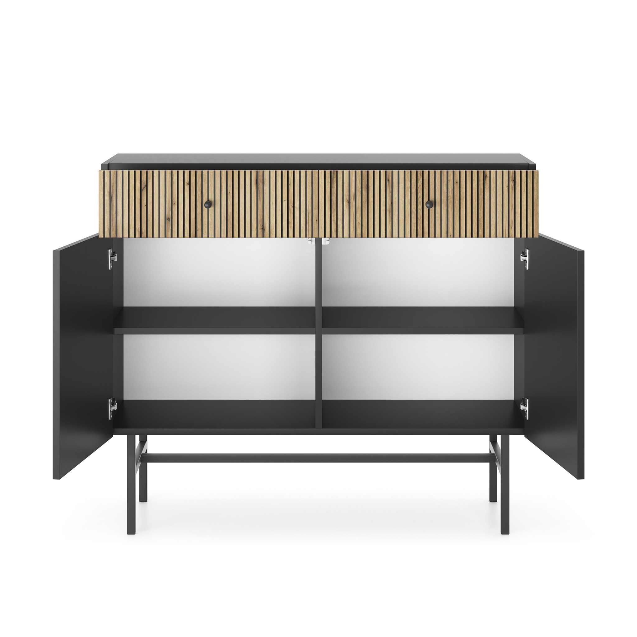 Diva Czarna + Dąb Evoke Komoda 2d2s