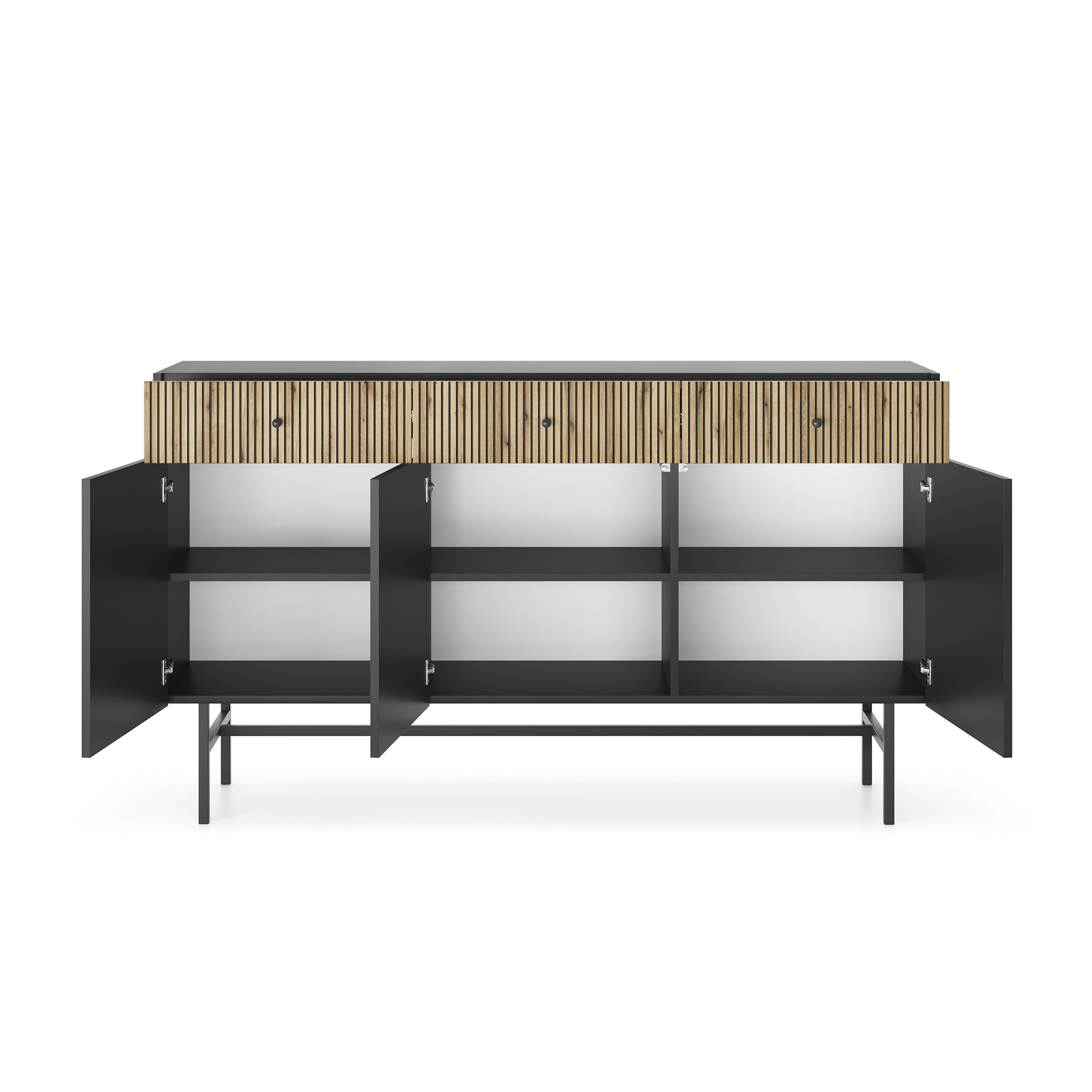 Diva Czarna + Dąb Evoke Komoda 3d3s