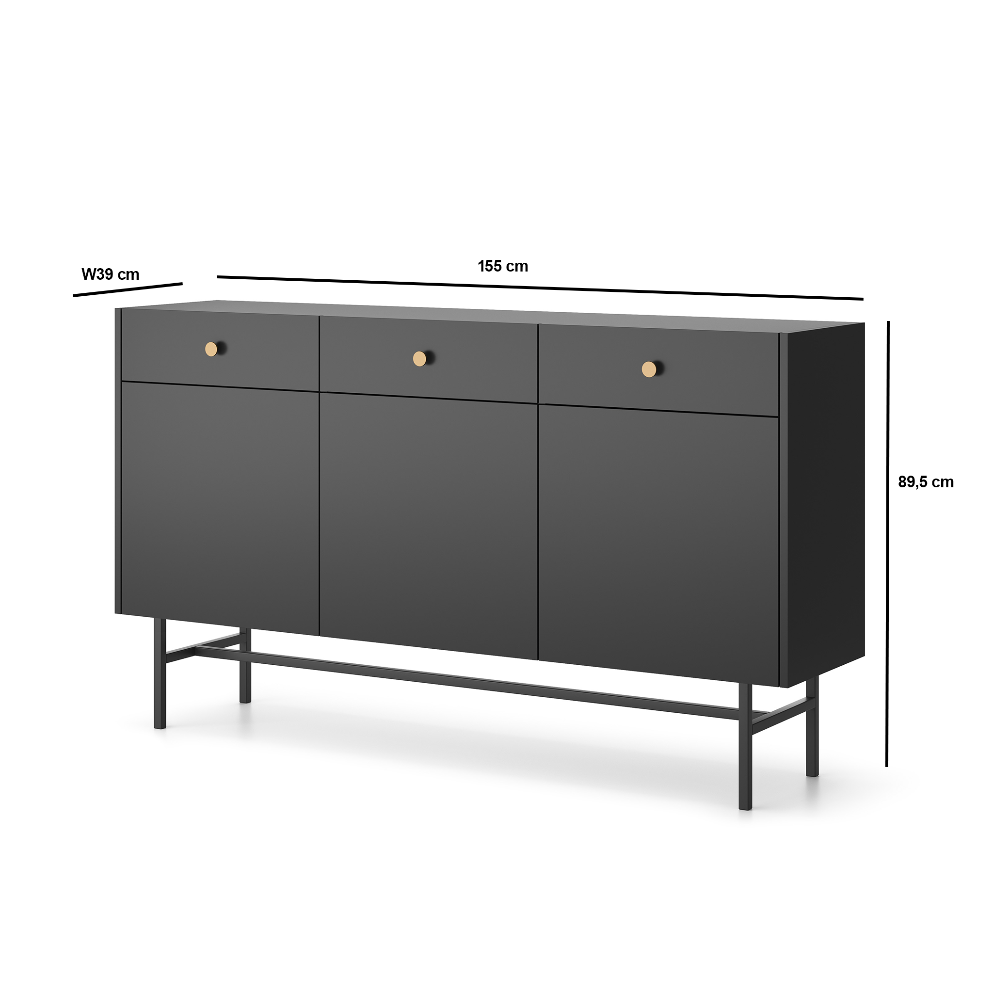 Diva Czarna Komoda 3d3s